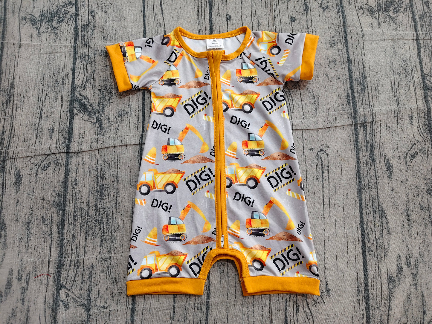 Baby Boys Rompers Digger Summer Short Sleeve Zip Rompers preorder SR0844