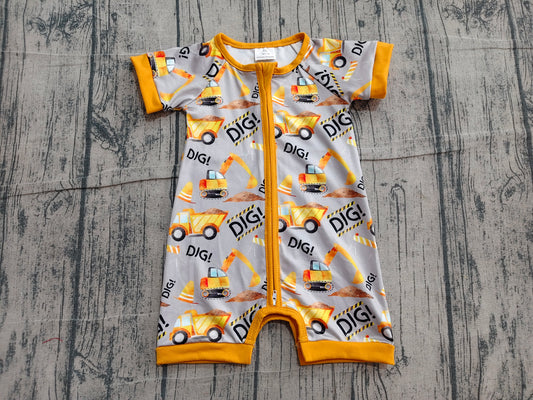 Baby Boys Rompers Digger Summer Short Sleeve Zip Rompers preorder SR0844