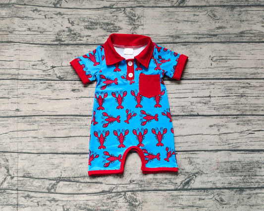 Baby Infant Boys Rompers Crawfish Red Pocket Rompers Preorder SR2460