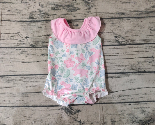 Baby Infant Girls Rompers Easter Rabbits Pink Flowers Rompers preorder SR2546