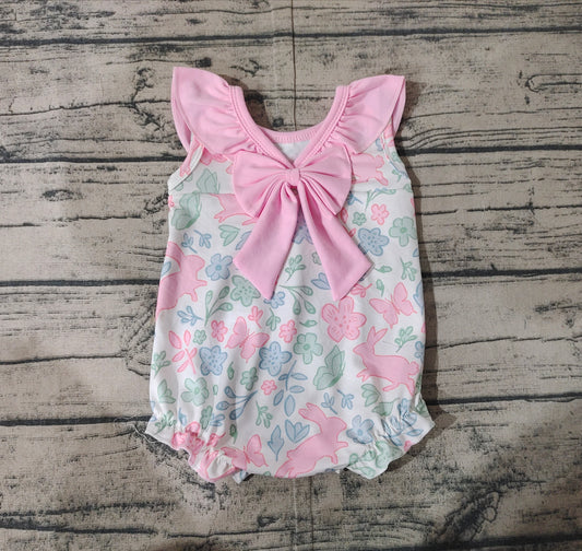 Baby Infant Girls Rompers Easter Rabbits Pink Flowers Rompers preorder SR2546