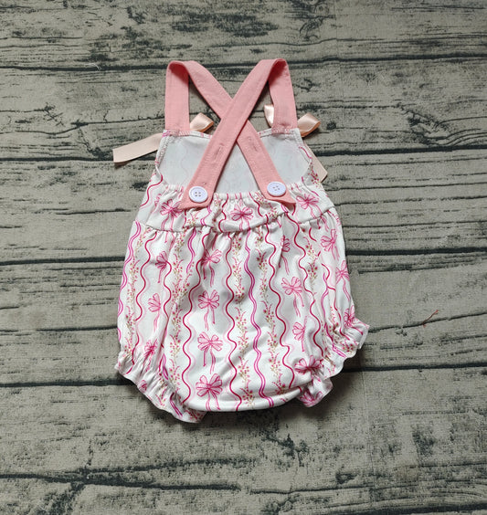 Baby Infant Girls Rompers Pink Flowers Bows Straps Rompers preorder SR2704