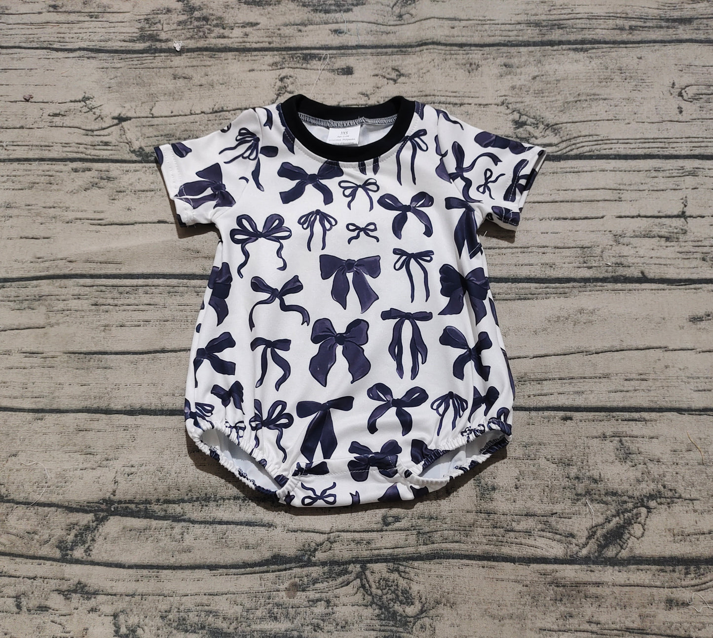 Baby Infant Girls Rompers Black Bows Short Sleeve Rompers preorder SR2820 3.20