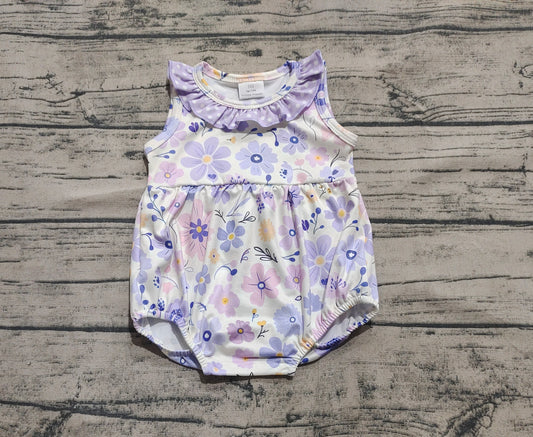 Baby Infant Girls Rompers Light Blue Flowers Sleeveless Rompers preorder SR2883 3.22