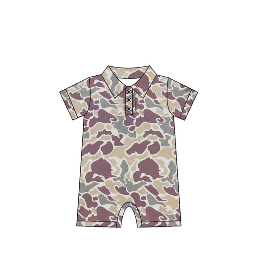 Baby Infant Boys Rompers Short Sleeves Brown Camo Button Rompers Preorder SR2974 3.14