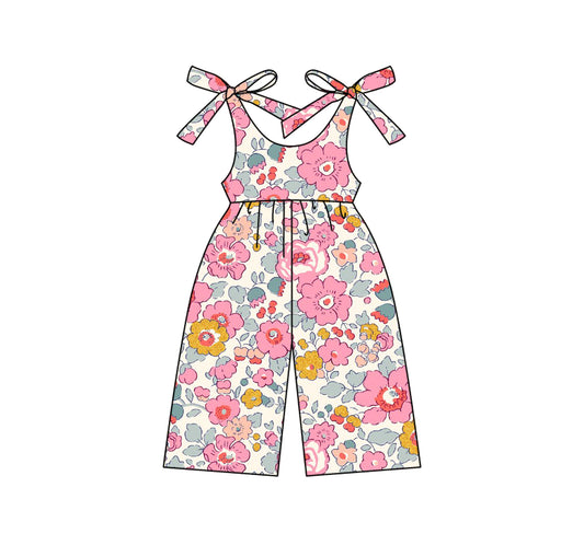 Baby Girls Jumpsuits Pink Bows Strap Floral Jumpsuits Preorder SR2984 3.17