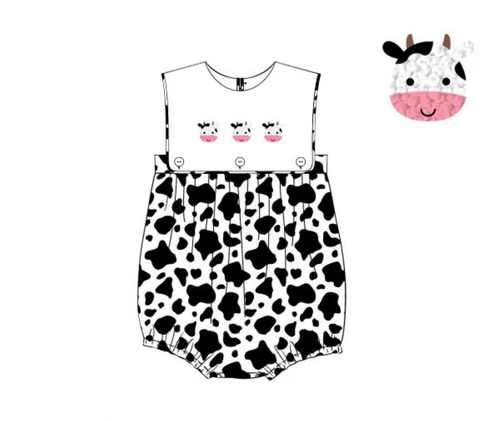 Baby Infant Girls Rompers Sleeveless Cows Print Ruffle Rompers Preorder SR2987 3.15
