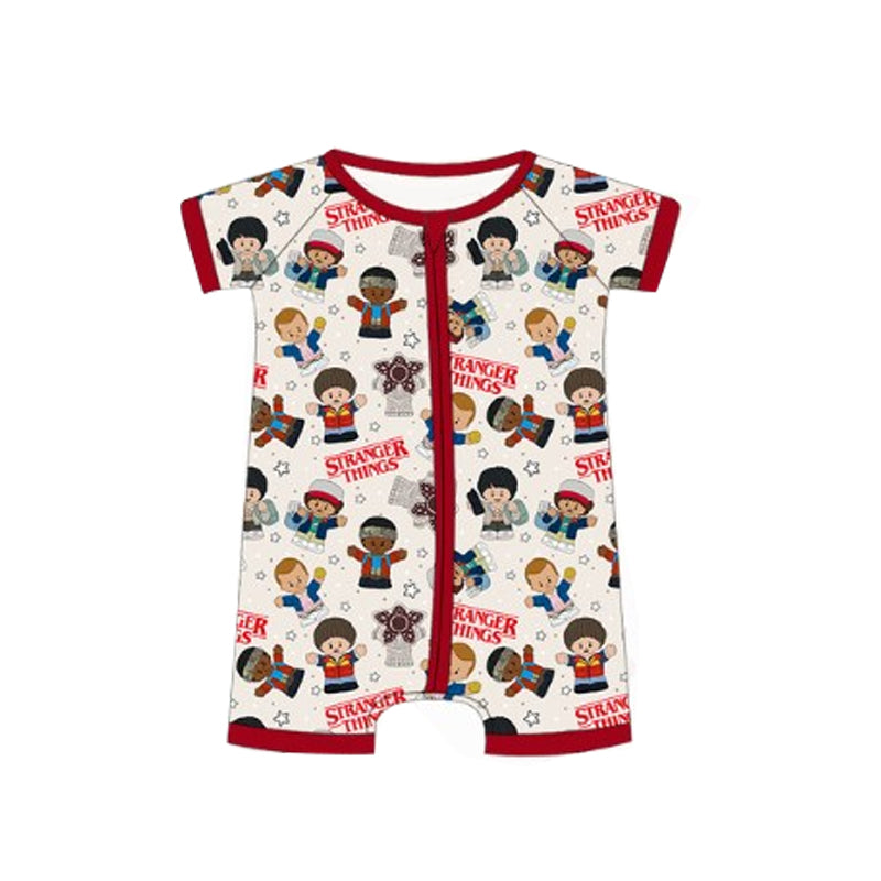 Baby Infant Boys Rompers Red Short Sleeves Stranger Things Zipper Rompers Preorder SR2990 3.15