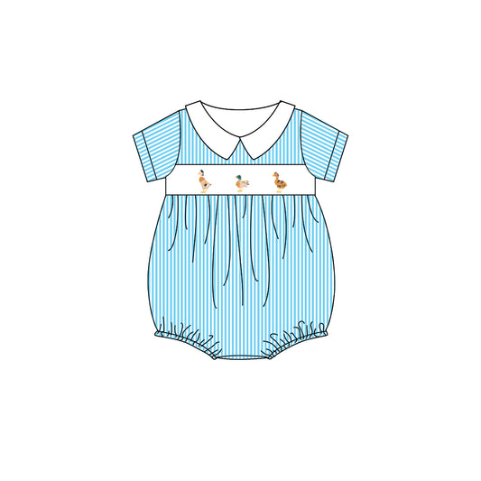 Baby Infant Girls Rompers Blue Stripe Sleeveless Ducks Button Rompers Preorder SR2992 3.15