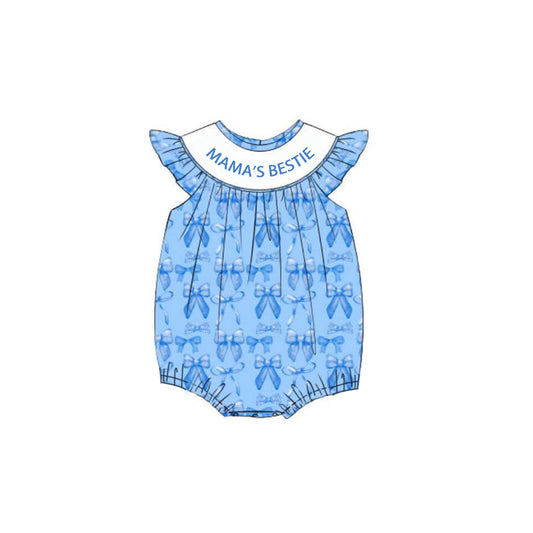 Baby Boys Rompers Blue Flutter Sleeves Bows Ruffle Rompers Preorder SR3039 3.22