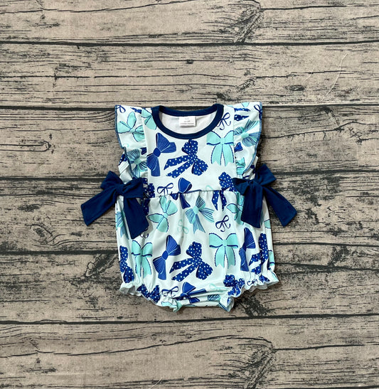 Baby Girls Rompers Hot Blue Flutter Sleeves Bows Ruffle Rompers Preorder SR3121 8.2