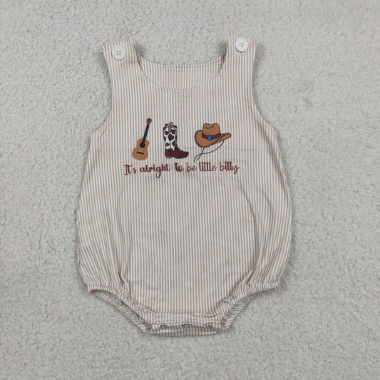 Sibling Baby Kids It's Alright to Be Little Bitty Stripe Top Short Western Clothes Set Rompers