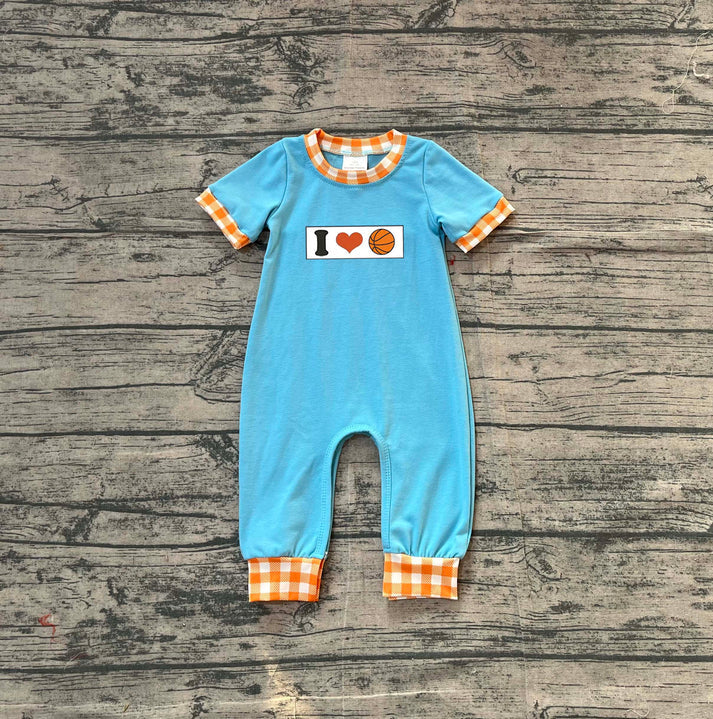 Embroidery I Love Basketballs Baby Boys Team Footie Rompers Preorder SR3366 11.17