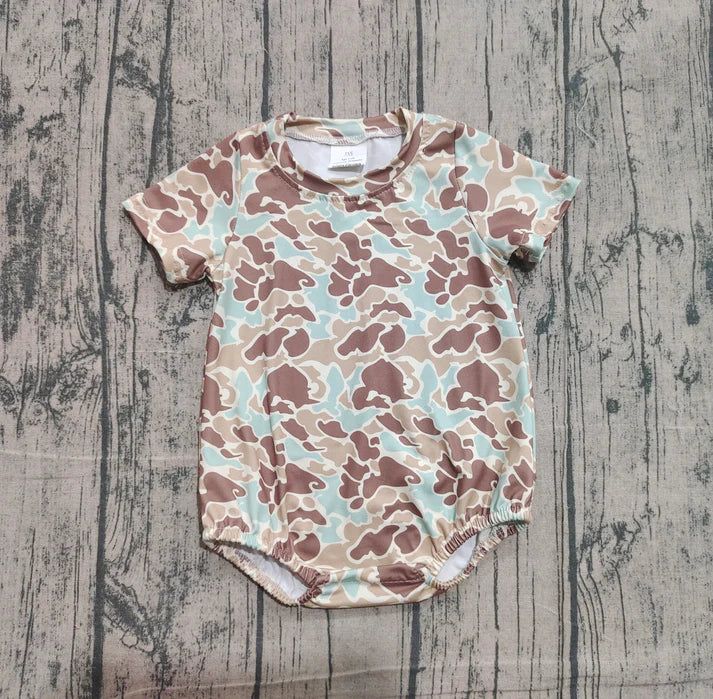Baby Boys Khaki Camo Short Sleeve Southern Rompers Preorder SR3449 11.15
