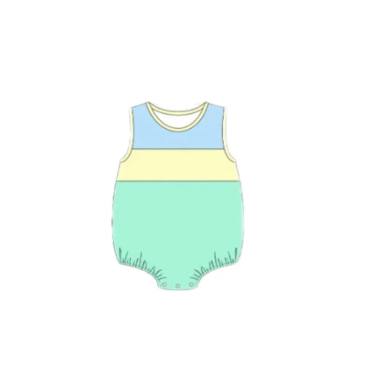 Baby Boys Sleeveless Blue Yellow Aqua Rompers Preorder 11.20