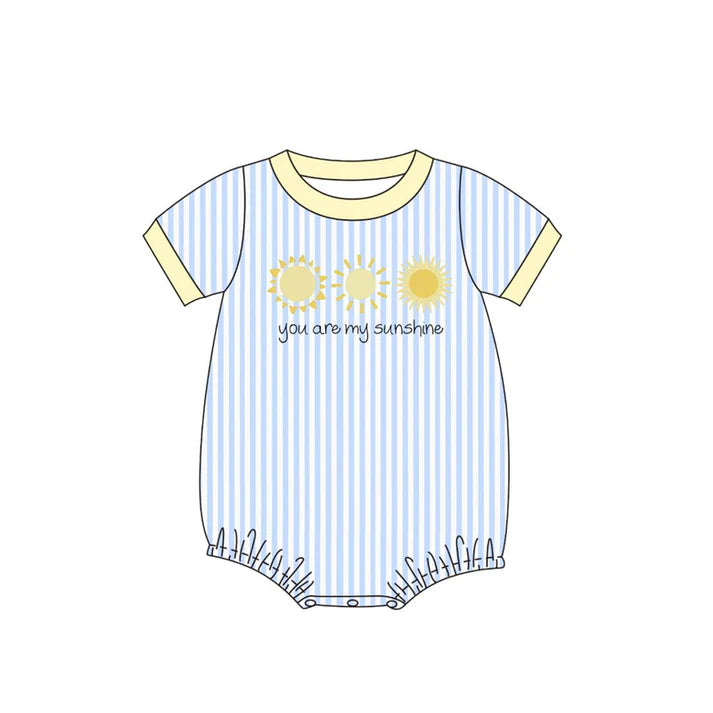 Baby Boys Short Sleeve You are My Sunshine Stripe Rompers Preorder 11.20