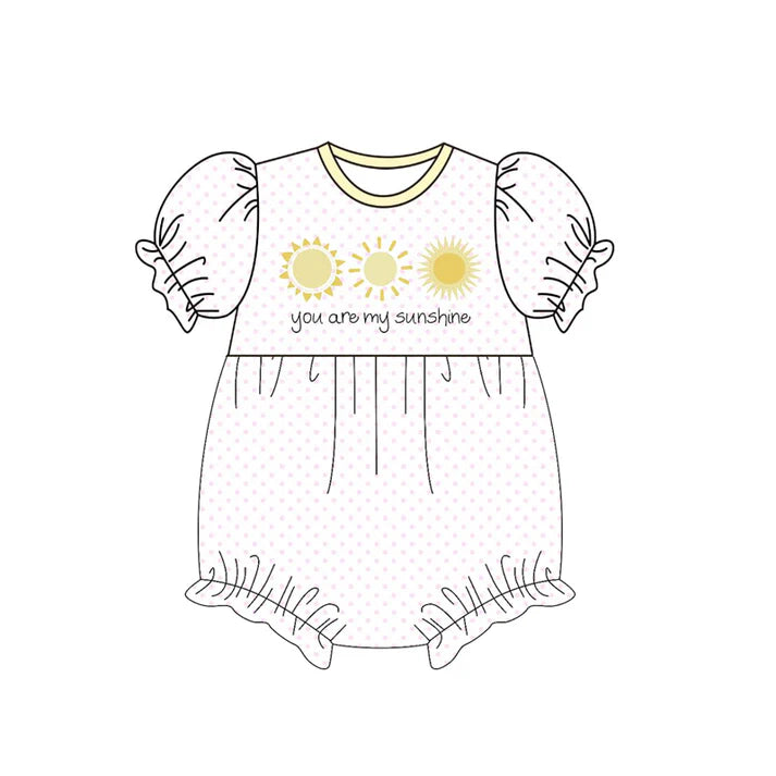Baby Girls Short Sleeve You are My Sunshine Polka Dots Ruffle Rompers Preorder 11.20