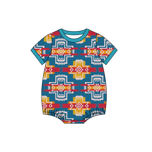 Baby Boys Short Sleeve Western Aztec Rompers Preorder 11.29