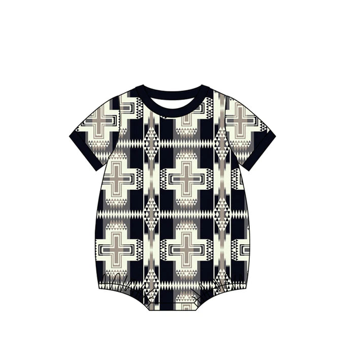 Baby Boys Short Sleeve Western Aztec Rompers Preorder 11.29