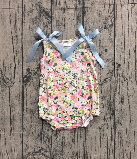 Baby Girls Sleeveless Colorful Floral Ruffle Rompers Preorder SR4111