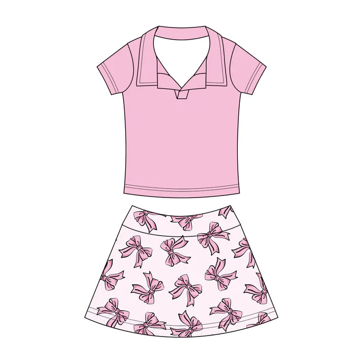 Preorder (moq 5)Baby Girls Button Pullovers Top Colorful Bows Skirt Shorts Clothes Set 12.19