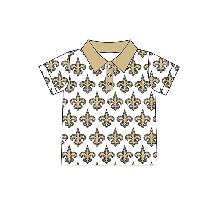 Preorder(moq 5)Baby Boys Khaki Saint Team Short Sleeve Tee Pullovers Shirts Tops 7.23