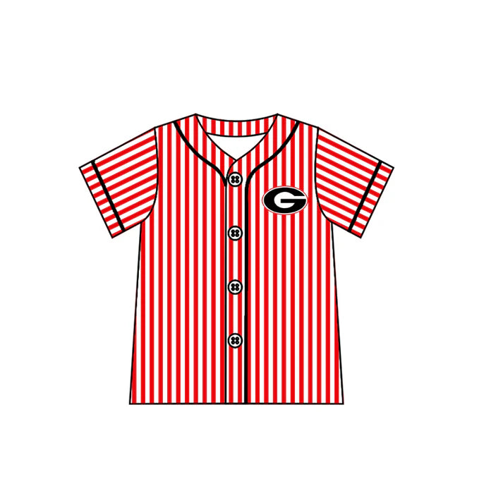 preorder(moq 5) Baby Boys G Bulldogs Team Red Stripes Buttons Shirts 7.26