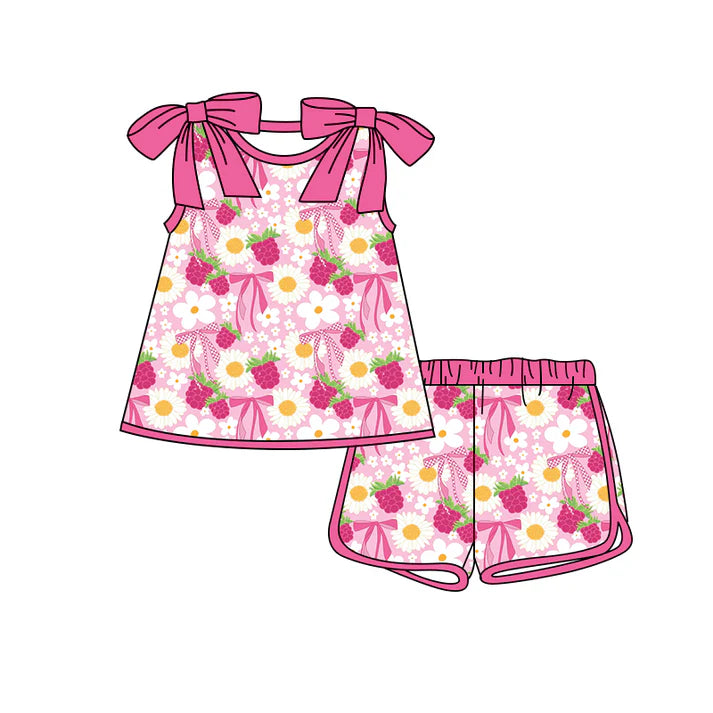 Preorder (moq 5)Baby Girls Bows Sleeveless Daisy Flowers Bows Top Shorts Clothes Sets 12.24
