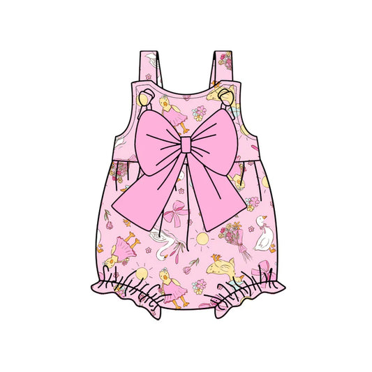 Preorder (moq 5)Baby Girls Pink Strap Flowers Gooses Ruffle Rompers 12.29