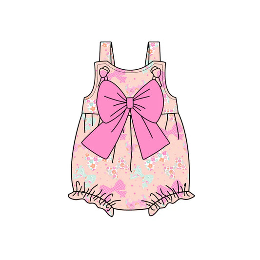 Preorder (moq 5)Baby Girls Pink Strap Flowers Bows Ruffle Rompers 12.29