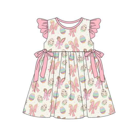 Preorder (moq 5)Baby Girls Rabbit Bows Eggs Easter Knee Length Dresses 12.30
