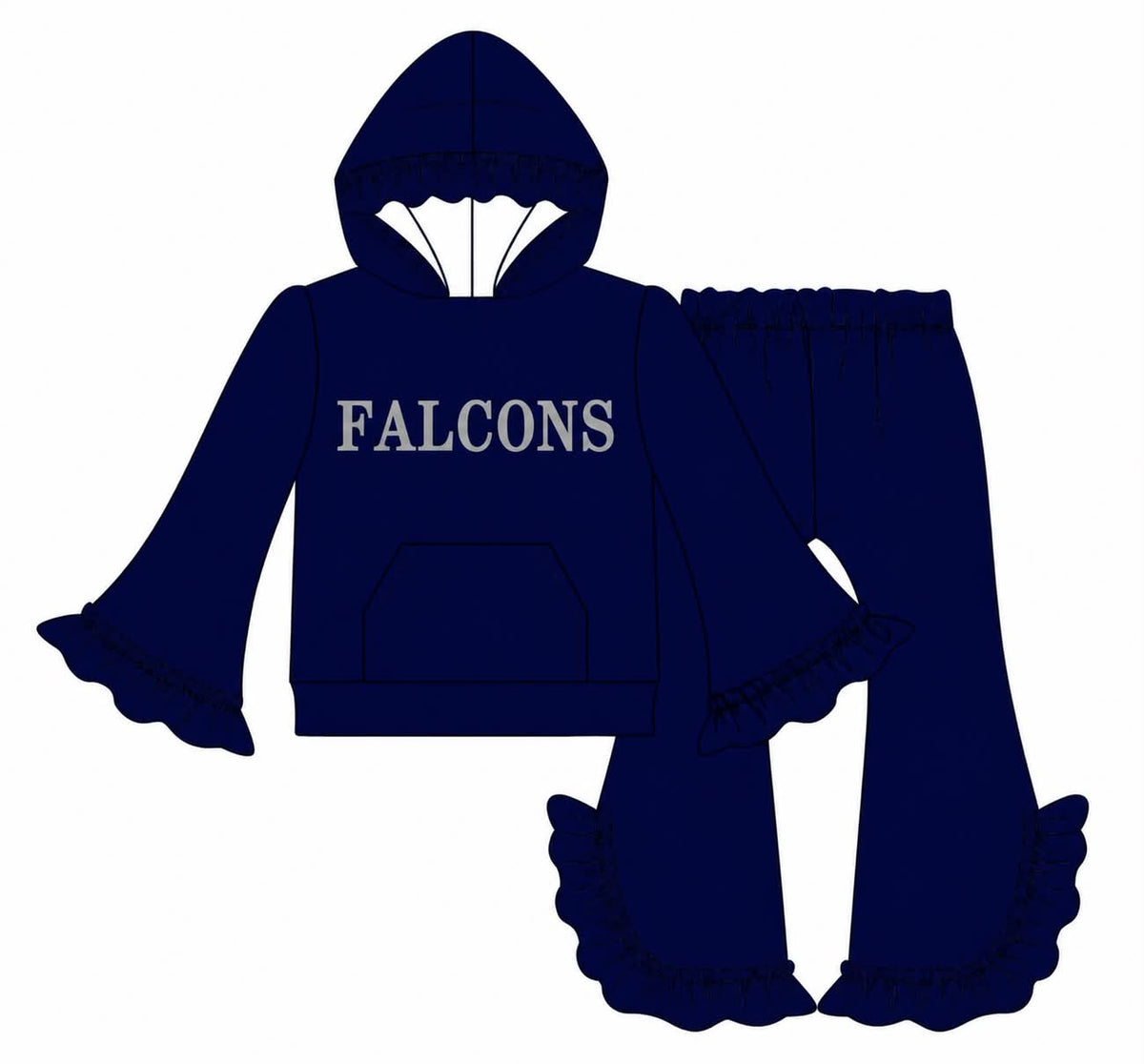 Preorder moq 5 Baby Girls Clothes Navy Long Sleeves Hoodies Tops Pants Sets