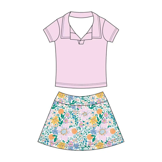 Preorder (moq 5)Baby Girls Button Pullovers Top Colorful Flowers Skirt Shorts Clothes Set 12.19