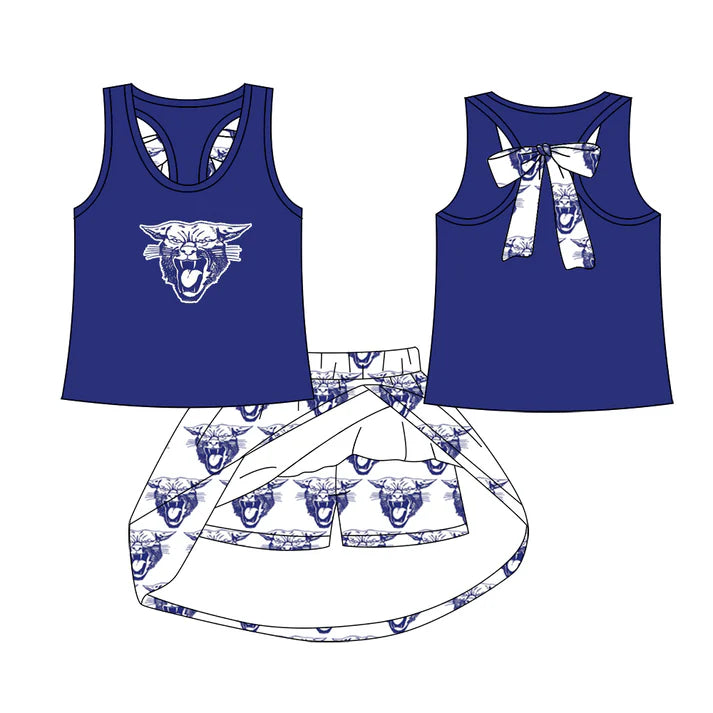 Preorder (moq 5)Baby Girls Lovington Wildcats team Top Skirt Skort Sets 6.23