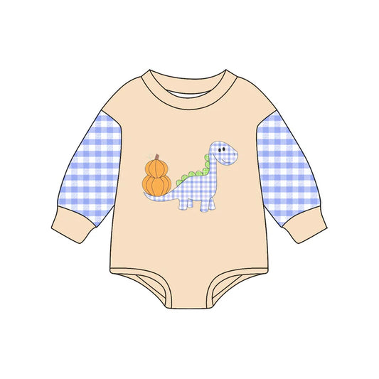 Preorder (moq 5)Baby Boys Long Sleeves Pumpkins Dinosaurs Rompers 6.28