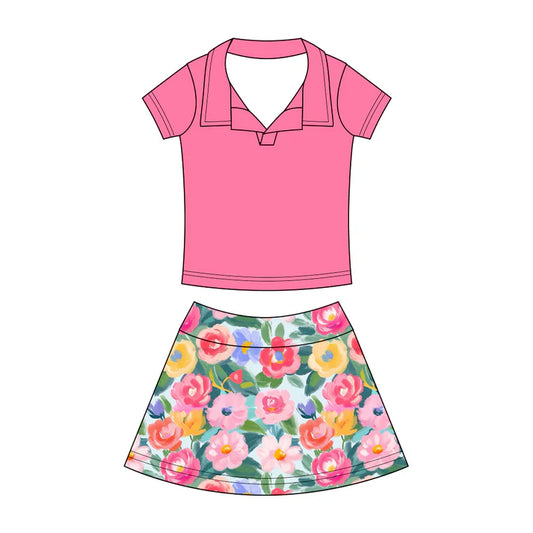 Preorder (moq 5)Baby Girls Button Pullovers Top Colorful Flowers Skirt Shorts Clothes Set 12.20