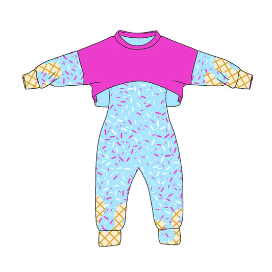 Preorder (moq 5)Baby Girls Long Sleeves Drip Shirt Top Jumpsuit 2 Piece Team Clothes Sets 8.5