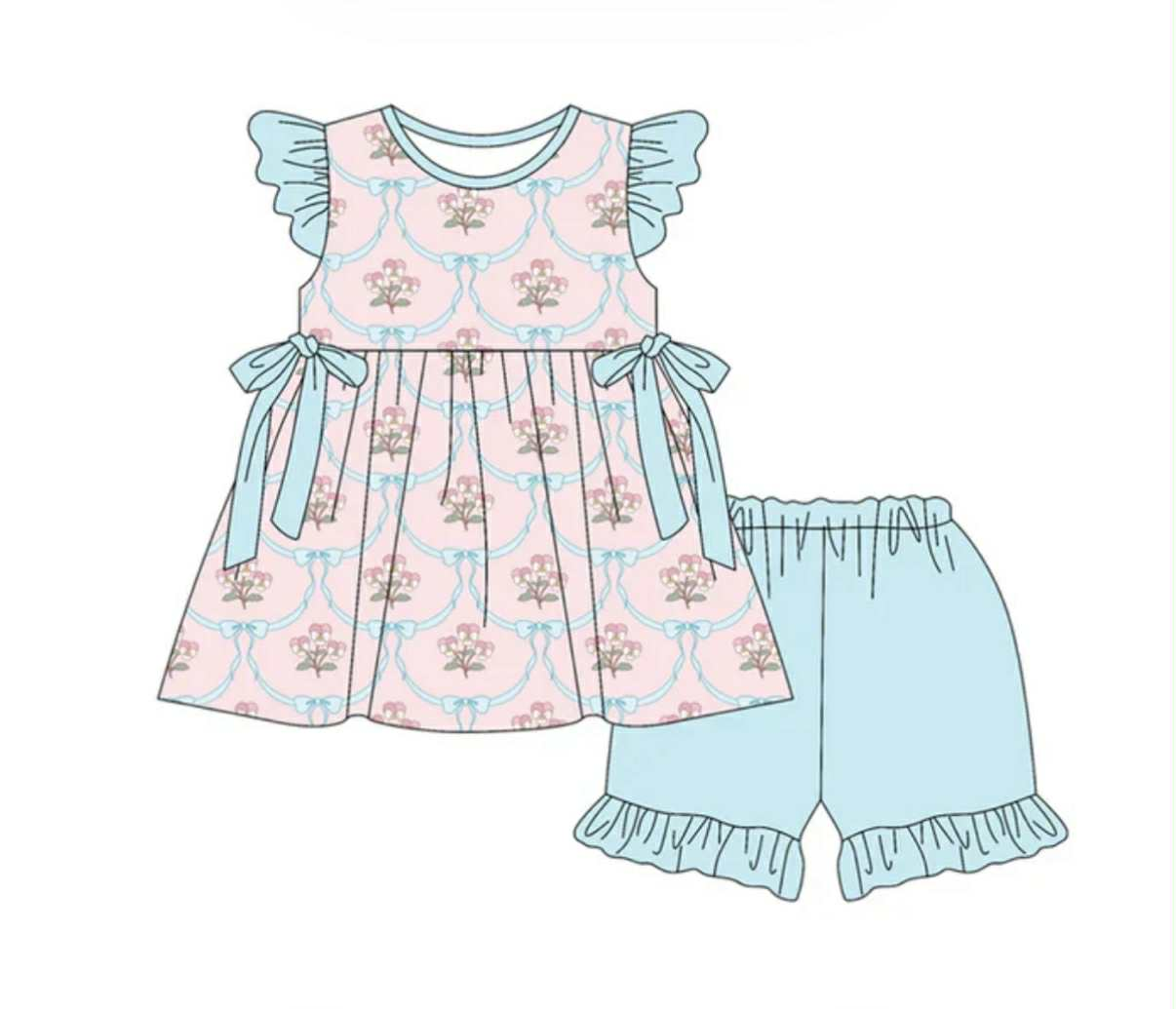 Preorder Moq 5 Baby Girls Clothes Tunic Tops Shorts Outfits