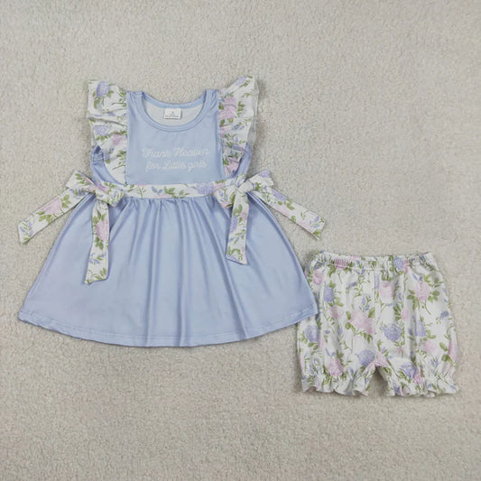Sibling Baby Thank Heaven For Little Girls Tunic Ruffle Shorts Clothes Set Rompers
