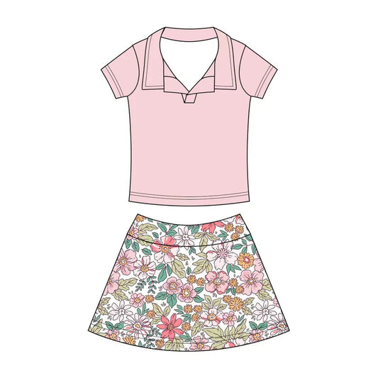 Preorder (moq 5)Baby Girls Button Pullovers Top Colorful Flowers Skirt Shorts Clothes Set 12.19