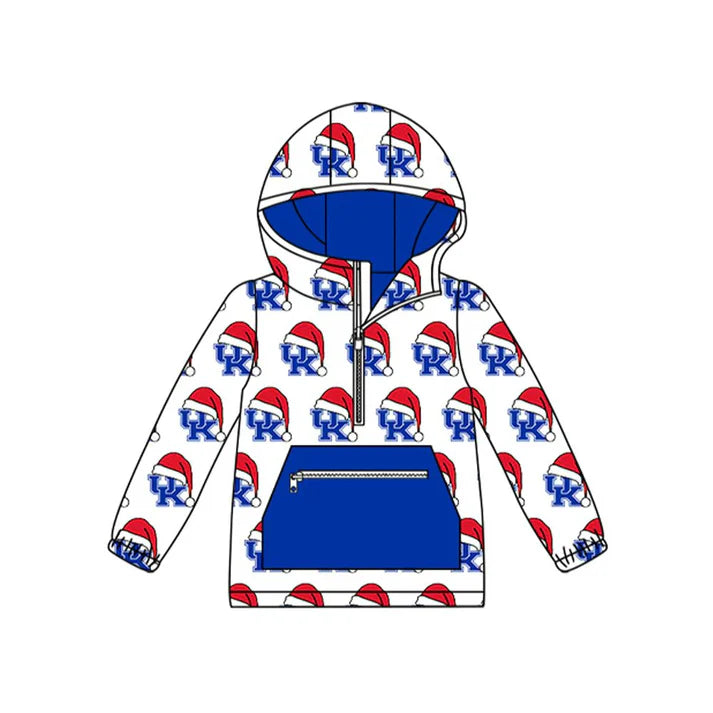 Preorder (moq 5)Baby Kids UK Team Team Christmas Zip Hooded Pullovers Tops 8.11
