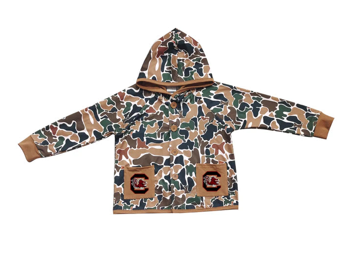 Preorder (moq 5)Baby Boys Dark Brown Camo C Red Bulls Pockets Team Button Hoodie Jackets Top 11.24