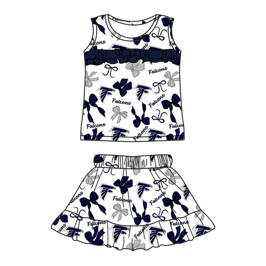 Preorder (moq 5)Baby Girls Clothes White and Navy Skirts Sets