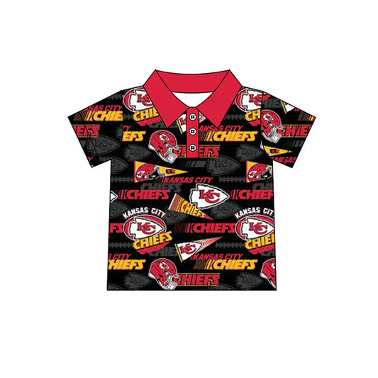 Preorder(moq 5)Baby Boys Chiefs KC Team Short Sleeve Tee Pullovers Polo Shirts Tops 7.22