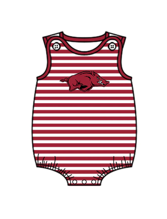 Preorder (moq 5)Baby Boys Red Stripe Bulls Team Rompers 12.24