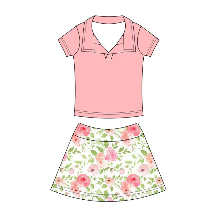 Preorder (moq 5)Baby Girls Button Pullovers Top Colorful Flowers Skirt Shorts Clothes Set 12.19