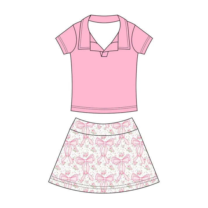 Preorder (moq 5)Baby Girls Button Pullovers Top Colorful Bows Flowers Skirt Shorts Clothes Set 12.19