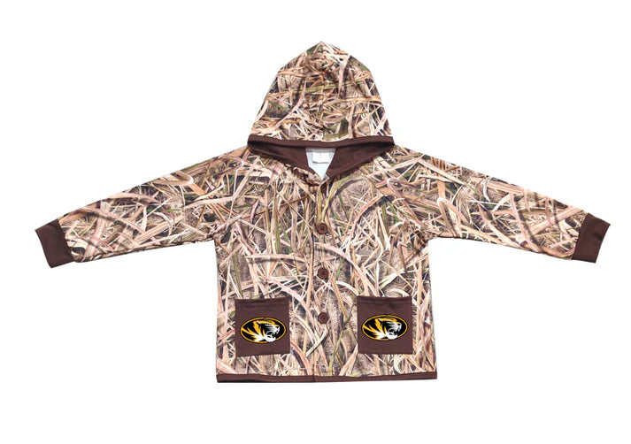 Preorder (moq 5)Baby Boys Khaki Leaves Camo Tigers Pockets Team Button Hoodie Jackets Top 11.22