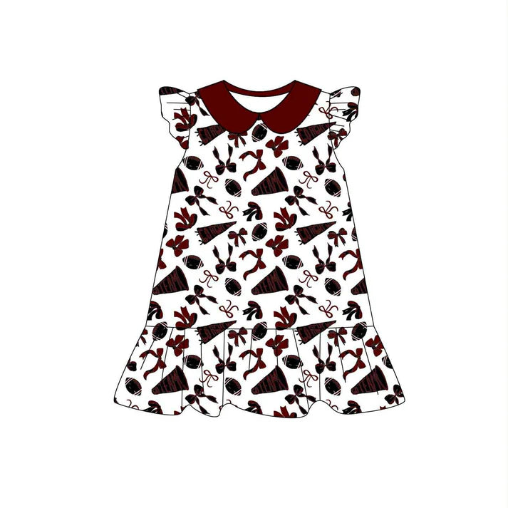 Preorder (moq 5)Baby Girls Gamecocks flutter sleeve Team Knee Length Dresses 8.1