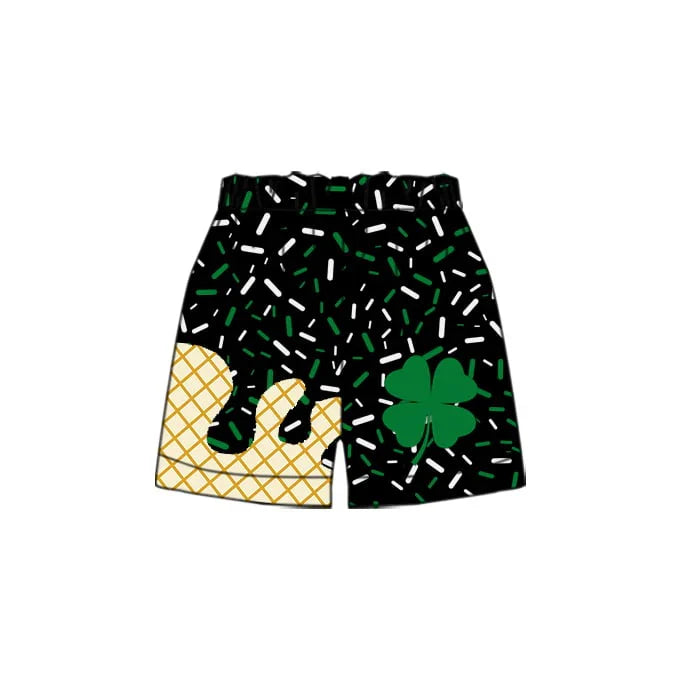 MOQ 5 pcs green black ice cream sprinkle kids boys team shorts 8.19